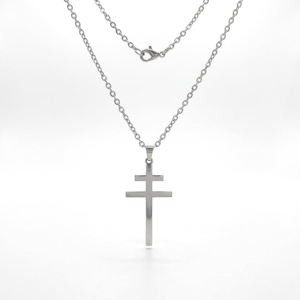 Éden collier Croix de Lorraine en or blanc - vue 5