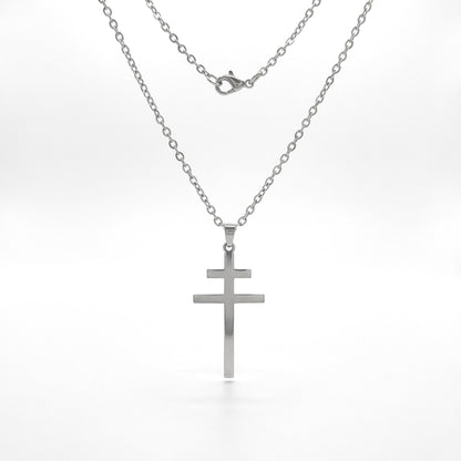 Éden collier Croix de Lorraine en or blanc - vue 5