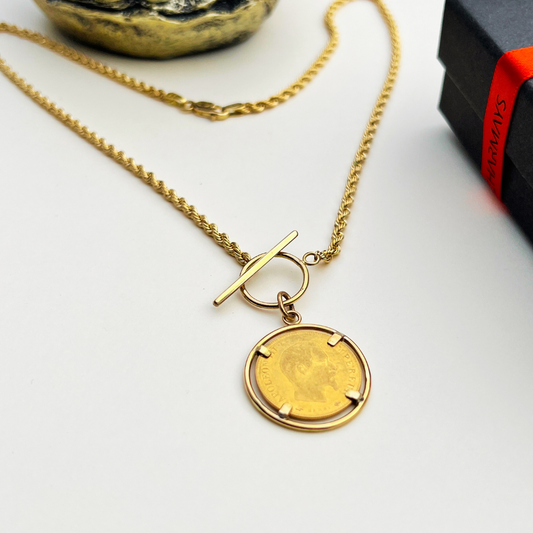 Collier Corde à bascule orné d'un Napoléon 10 Francs