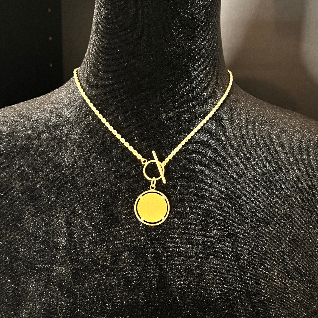 Collier Corde à bascule orné d'un Napoléon 10 Francs