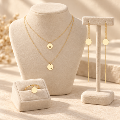 Parure de bijoux à médailles en Or jaune