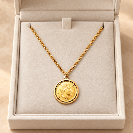 Collier avec pièce Napoléon Louis d'or 22K