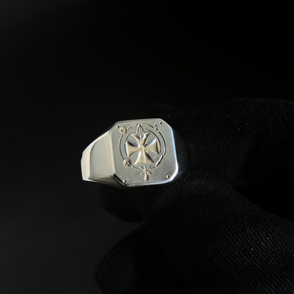 Chevalière Carrée en Argent Sterling