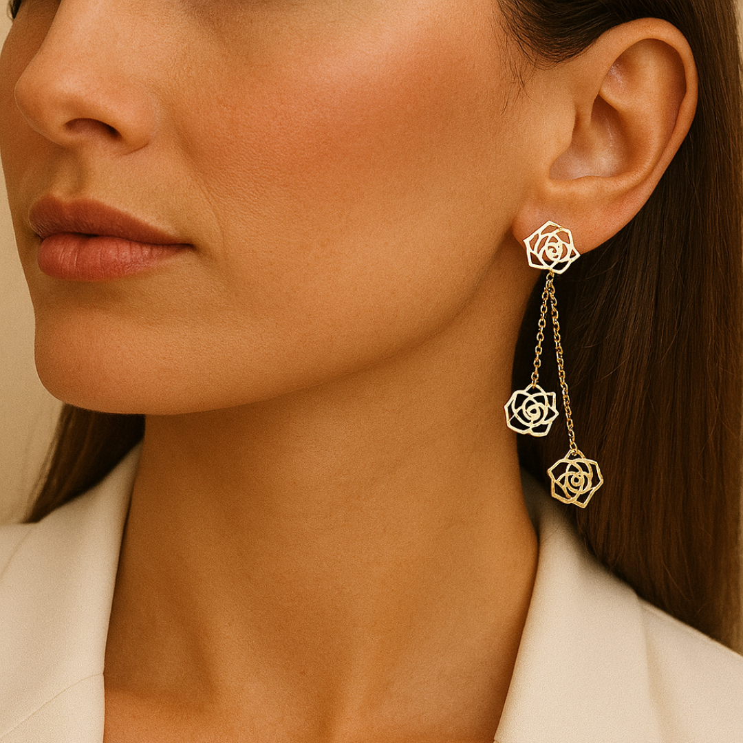 Boucles d'oreilles Rosa en Or Jaune 18K